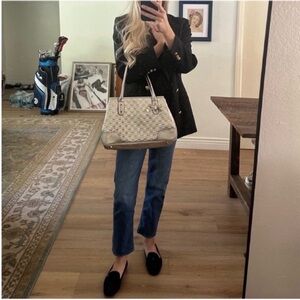 Gucci gold/silver Quilted Canvas Tote with Leather Trim